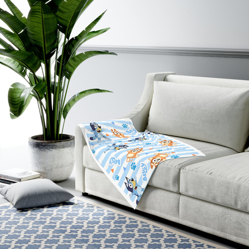 Bluey Striped Baby Swaddle Blanket – Cute Paw Print Newborn Wrap