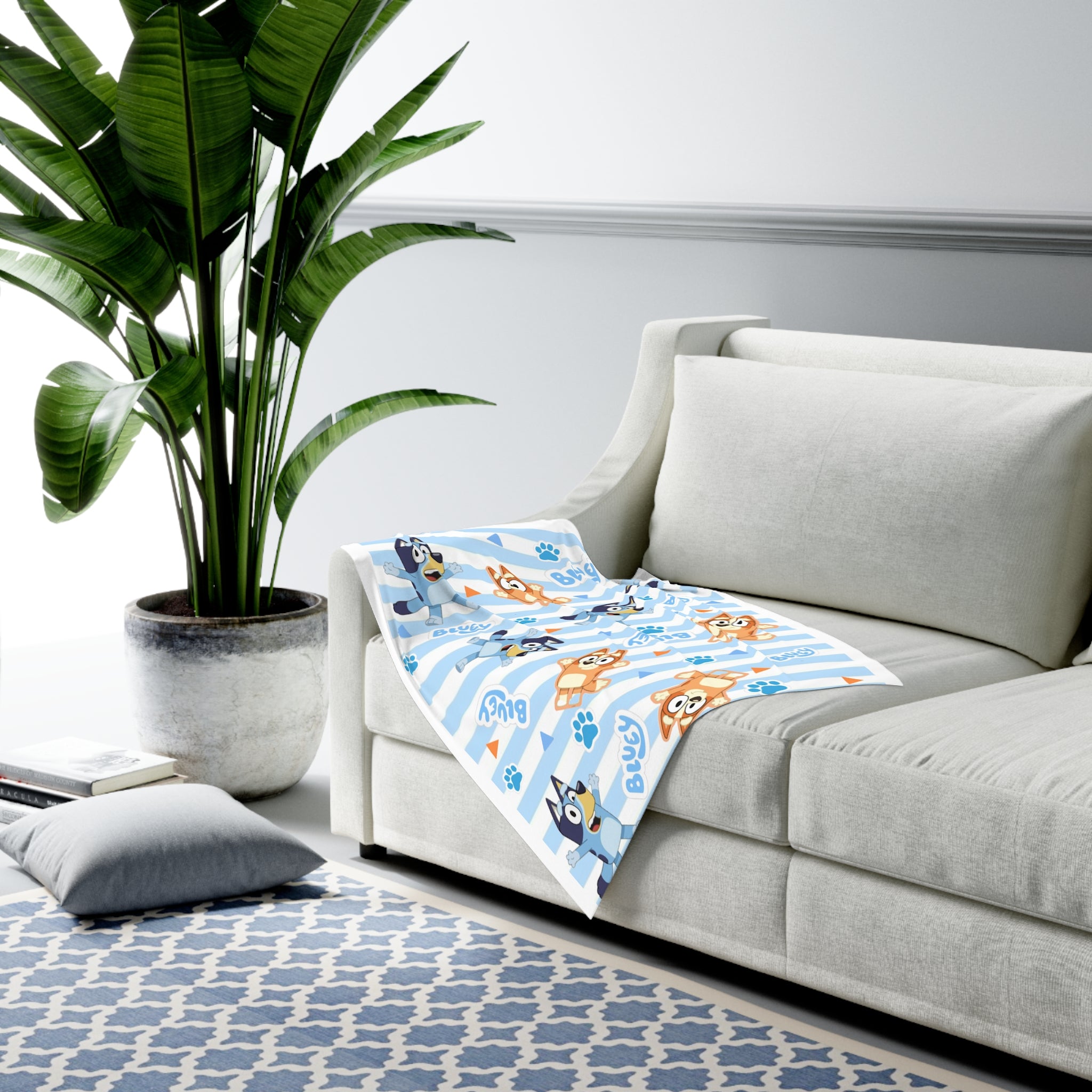 Bluey Striped Baby Swaddle Blanket – Cute Paw Print Newborn Wrap